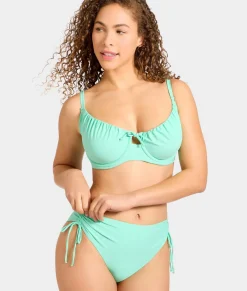 Adjustable Side Shirring High-Waist Bikini Bottom