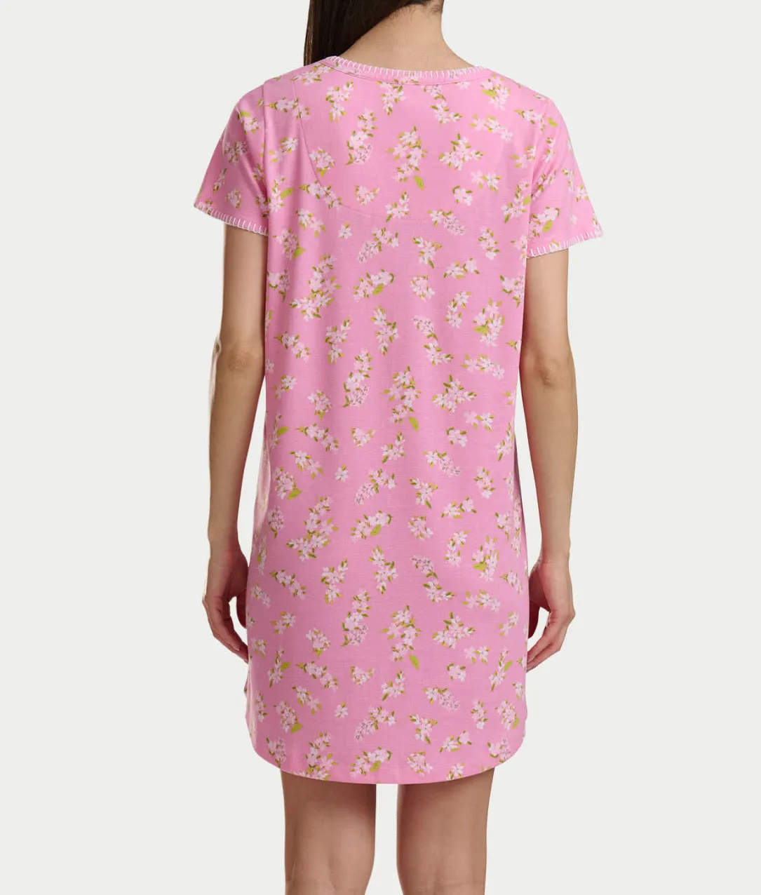 Blanket Stitching Knit Sleep Shirt
