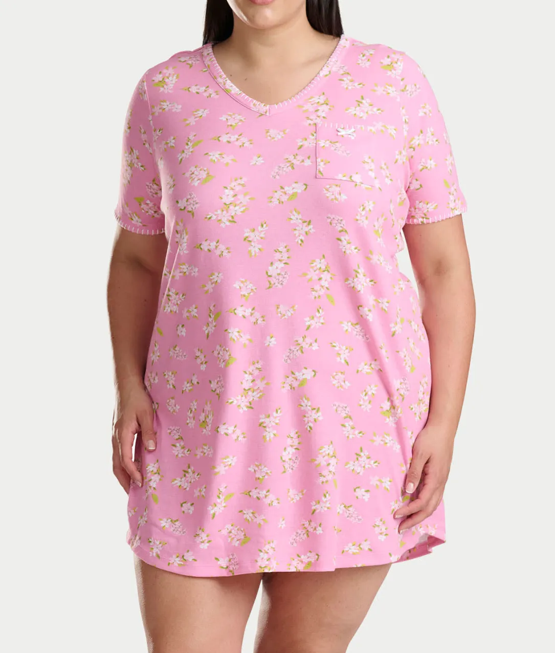 Blanket Stitching Knit Sleep Shirt