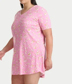 Blanket Stitching Knit Sleep Shirt