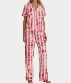 Brushed Jersey Knit Short Sleeve Top Pajama Set
