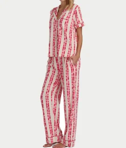 Brushed Jersey Knit Short Sleeve Top Pajama Set