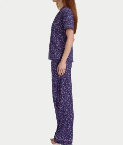 Brushed Jersey Knit Short Sleeve Top Pajama Set