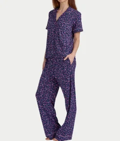 Brushed Jersey Knit Short Sleeve Top Pajama Set