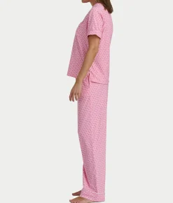 Brushed Jersey Knit Short Sleeve Top Pajama Set