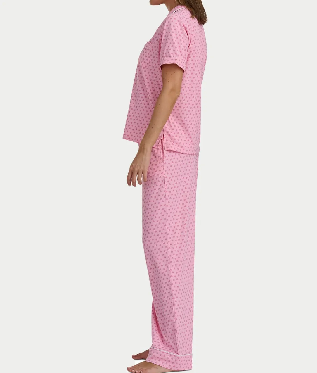 Brushed Jersey Knit Short Sleeve Top Pajama Set