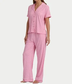 Brushed Jersey Knit Short Sleeve Top Pajama Set