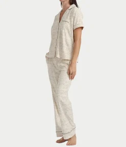 Brushed Jersey Knit Short Sleeve Top Pajama Set