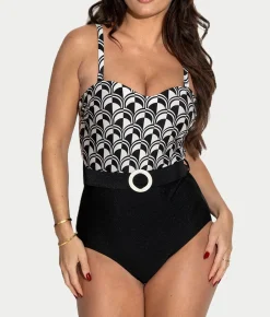 Casablanca Belted Control Strapless One-Piece