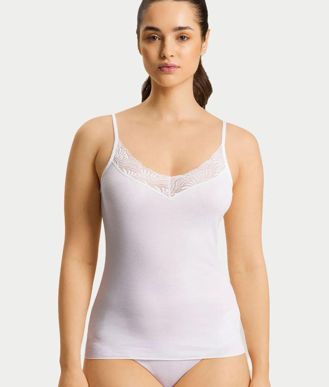 Cotton Delight Lace Trim Cotton Camisole