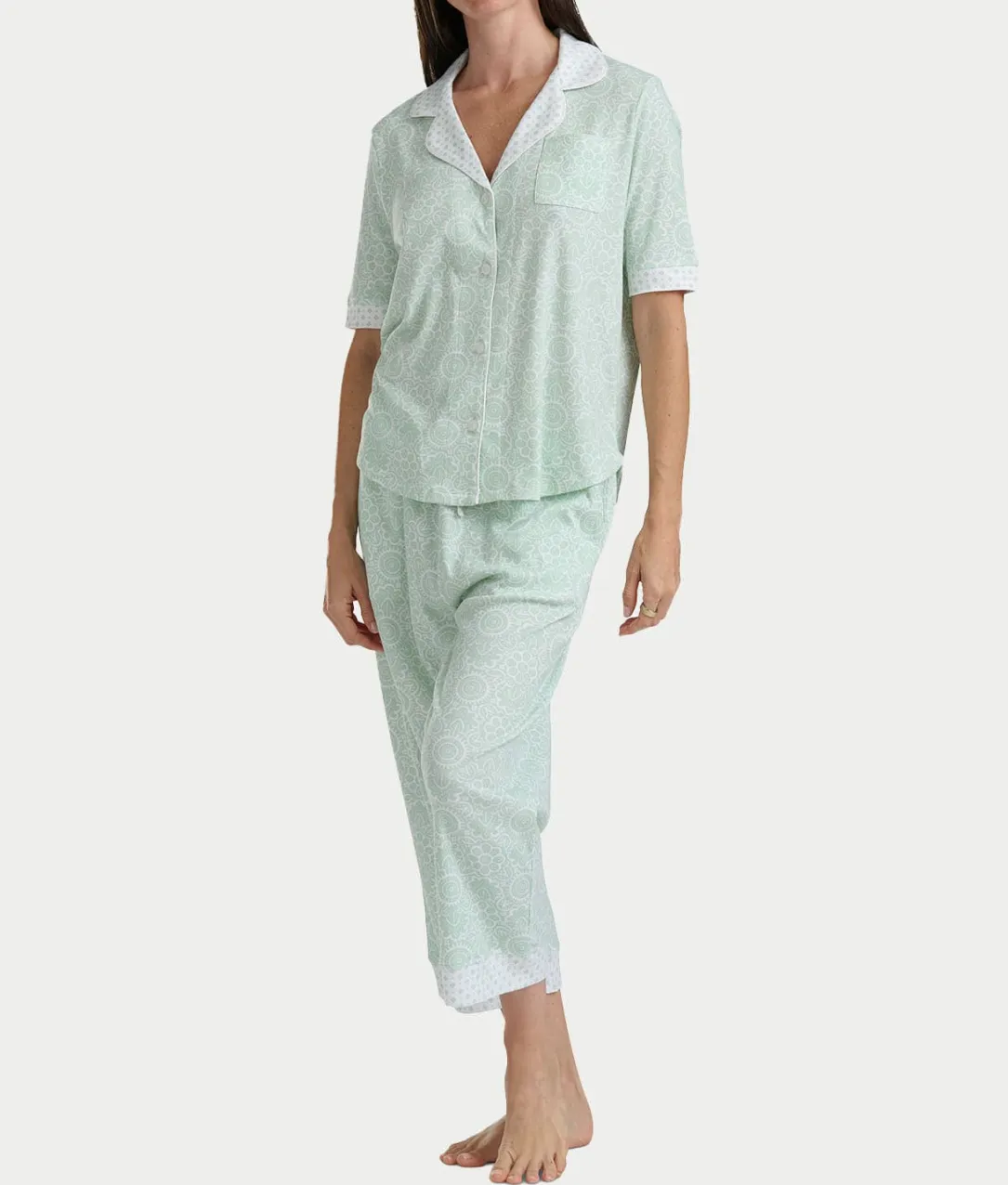 Elbow Sleeve Capri Knit Pajama Set