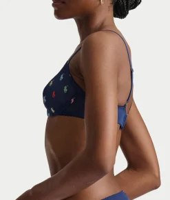 Embroidered Pony Mesh Unlined Demi Bra
