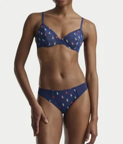 Embroidered Pony Mesh Unlined Demi Bra