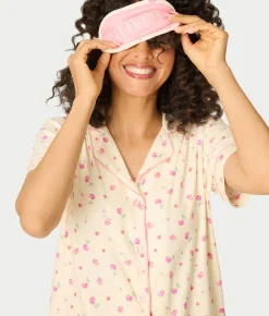 For The Mamas Butter Blooms Cropped Knit 3-Piece Pajama Set