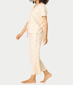 For The Mamas Butter Blooms Cropped Knit 3-Piece Pajama Set