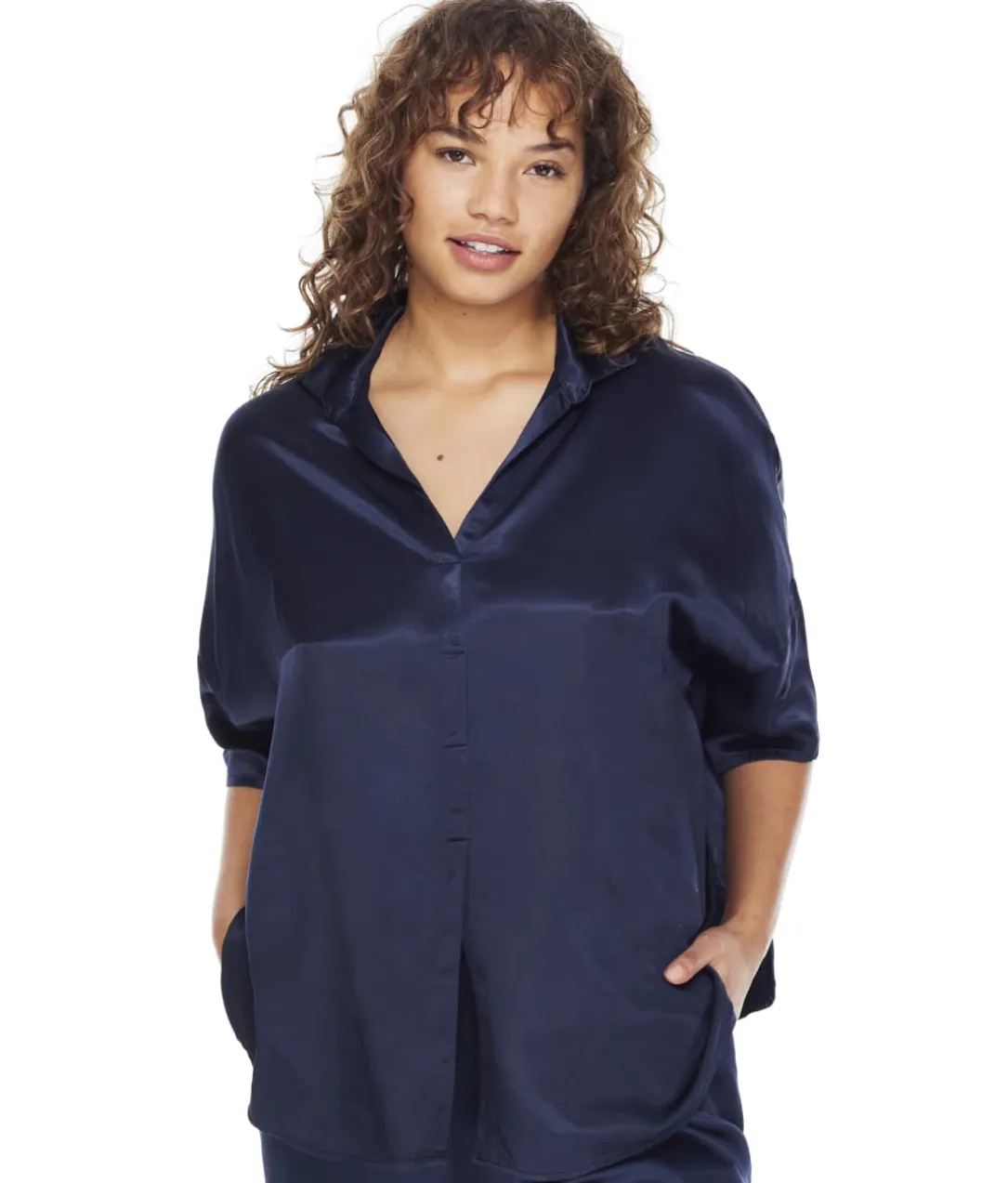 Fran Satin Notch Collar Pajama Top