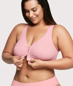 Front-Close Cotton T-Back Wire-Free Comfort Bra