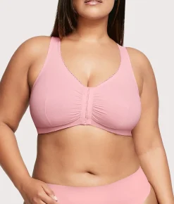 Front-Close Cotton T-Back Wire-Free Comfort Bra