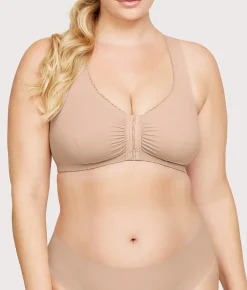 Front-Close Cotton T-Back Wire-Free Comfort Bra