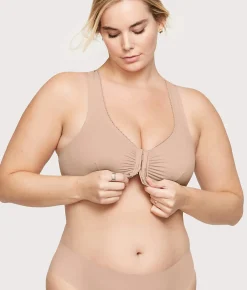 Front-Close Cotton T-Back Wire-Free Comfort Bra