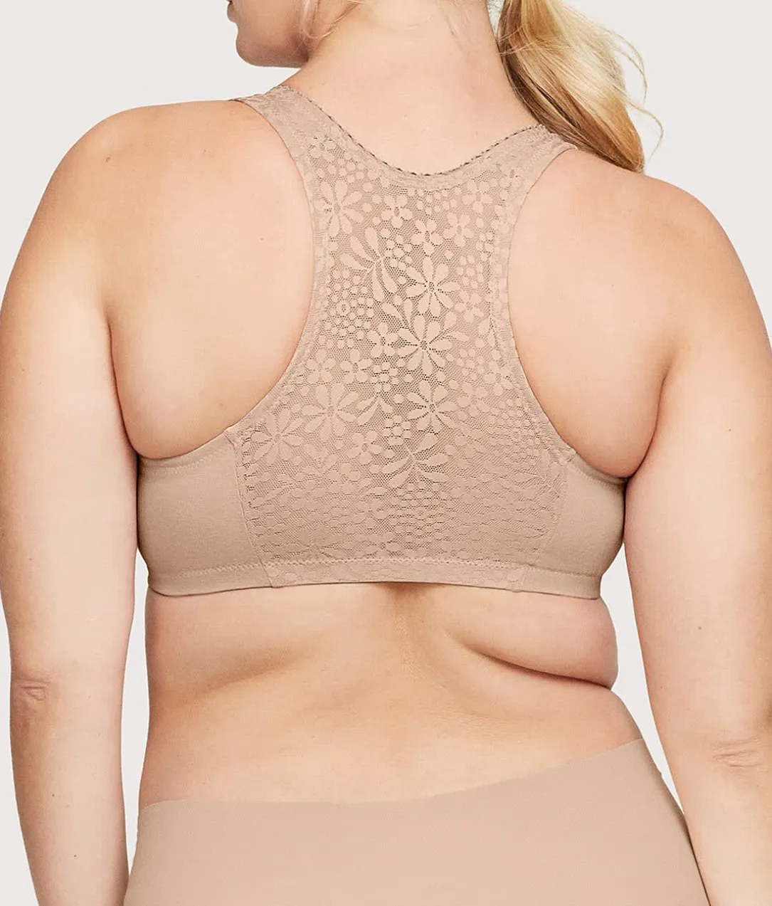 Front-Close Cotton T-Back Wire-Free Comfort Bra