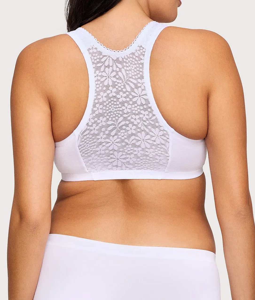 Front-Close Cotton T-Back Wire-Free Comfort Bra