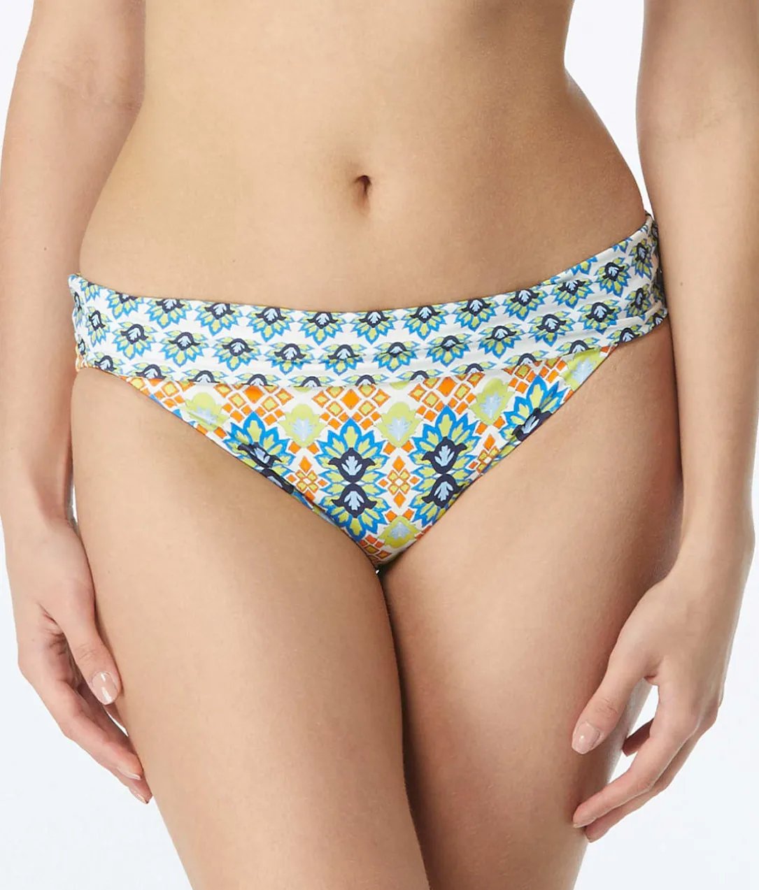 Grecian Tile Verso High-Waist Reversible Bikini Bottom