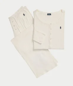 Henley Wide Leg Knit Pajama Set
