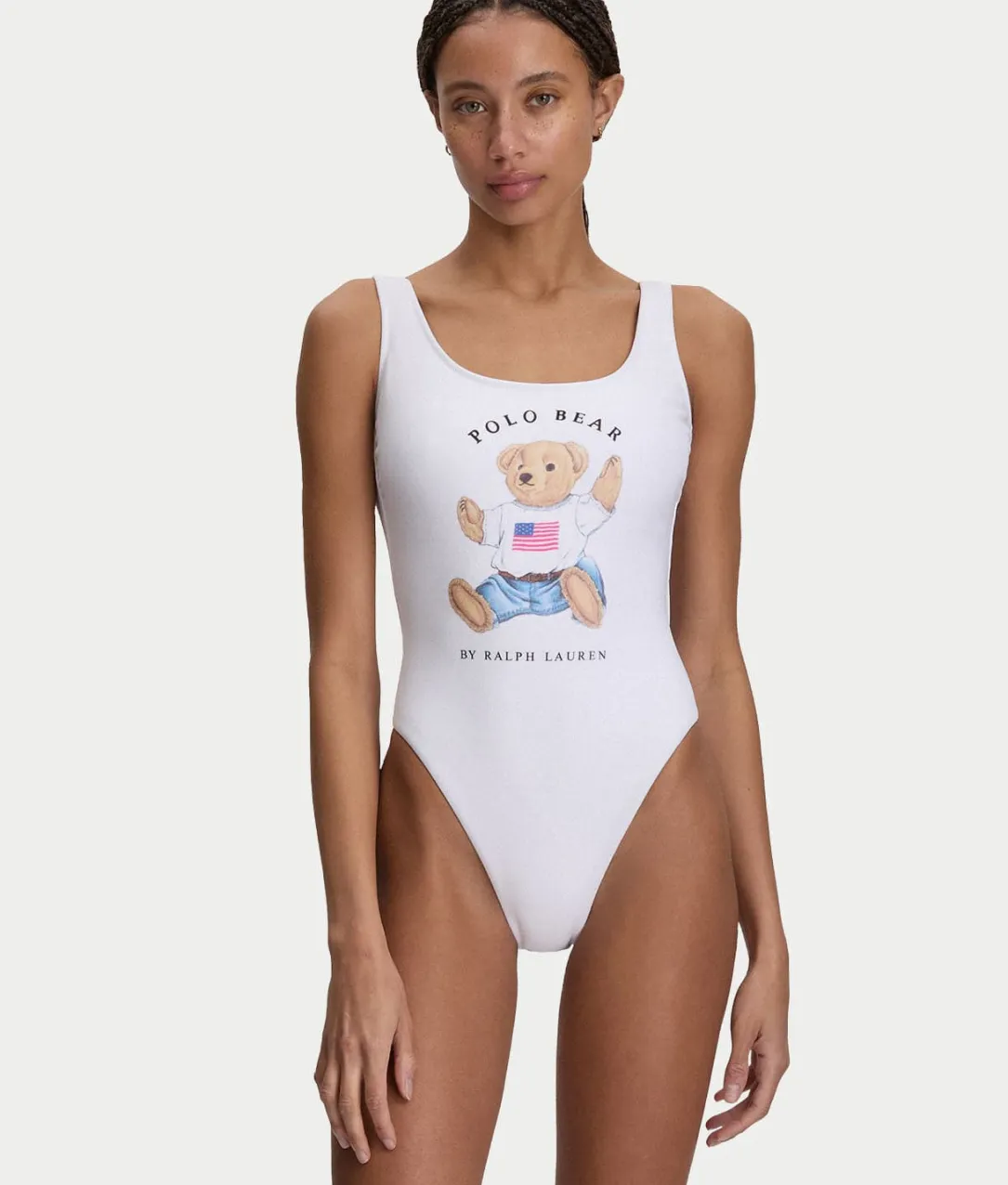 Heritage Polo Bear Terry Scoop One-Piece Swimsuit