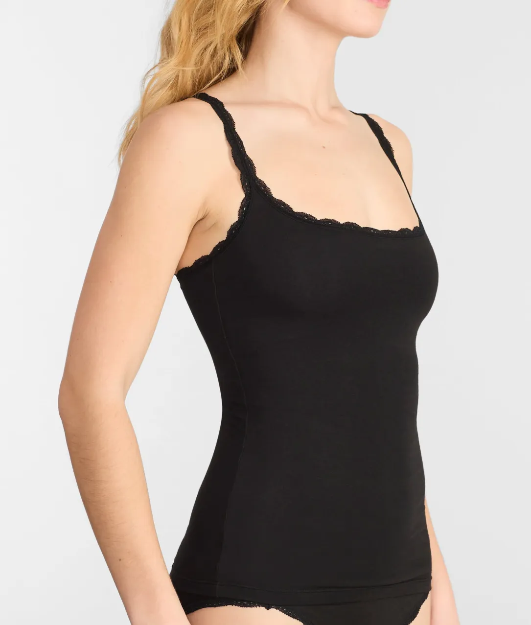 Inspired Eyelet Lace Trim Shelf-Bra Cami