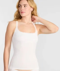 Inspired Eyelet Lace Trim Shelf-Bra Cami