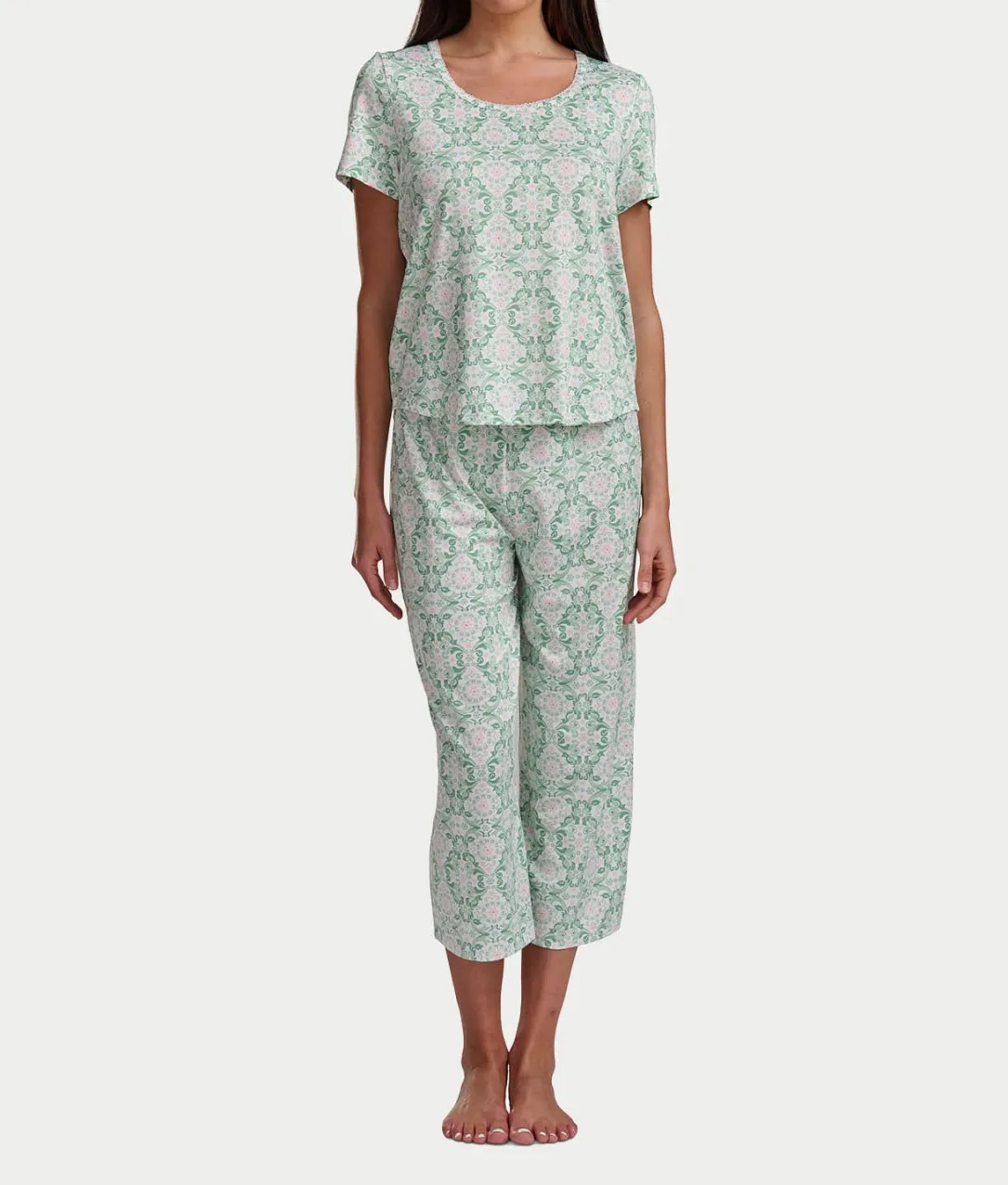 KN Cool Scoop Neck Tee Knit Capri Pajama Set