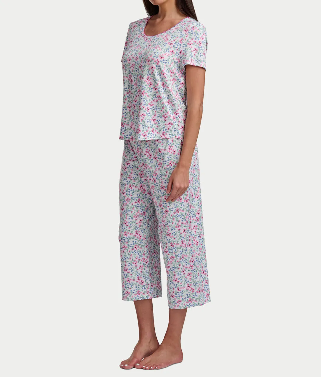 KN Cool Scoop Neck Tee Knit Capri Pajama Set