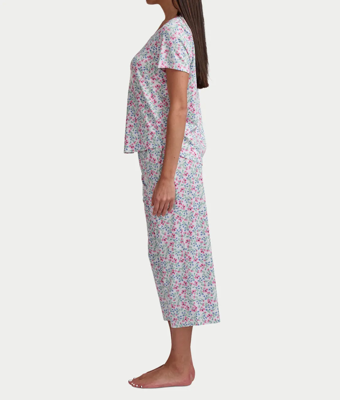 KN Cool Scoop Neck Tee Knit Capri Pajama Set