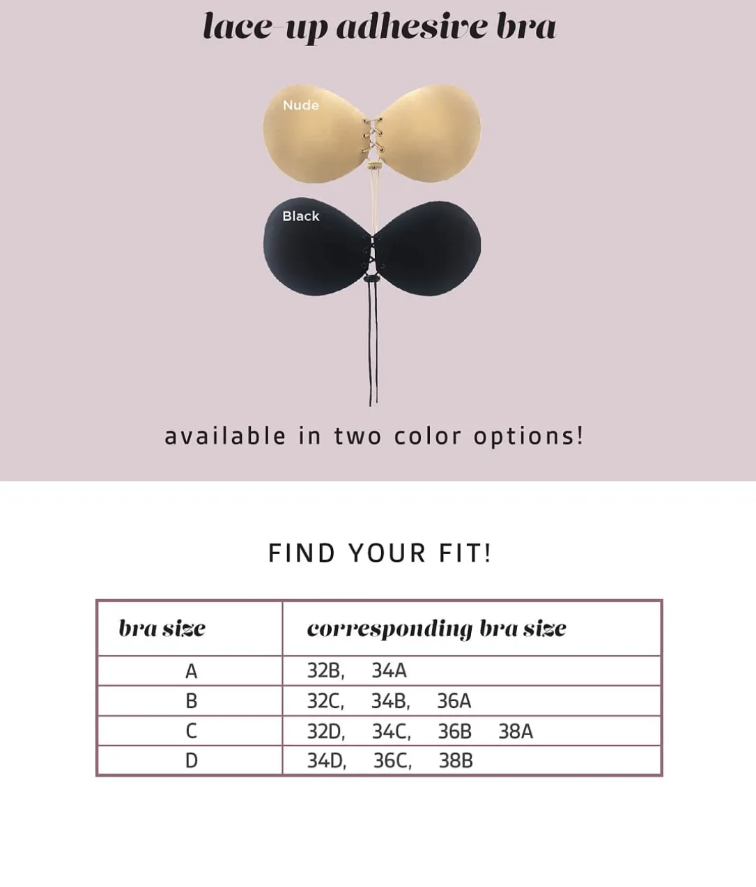 Lace-Up Adhesive Bra