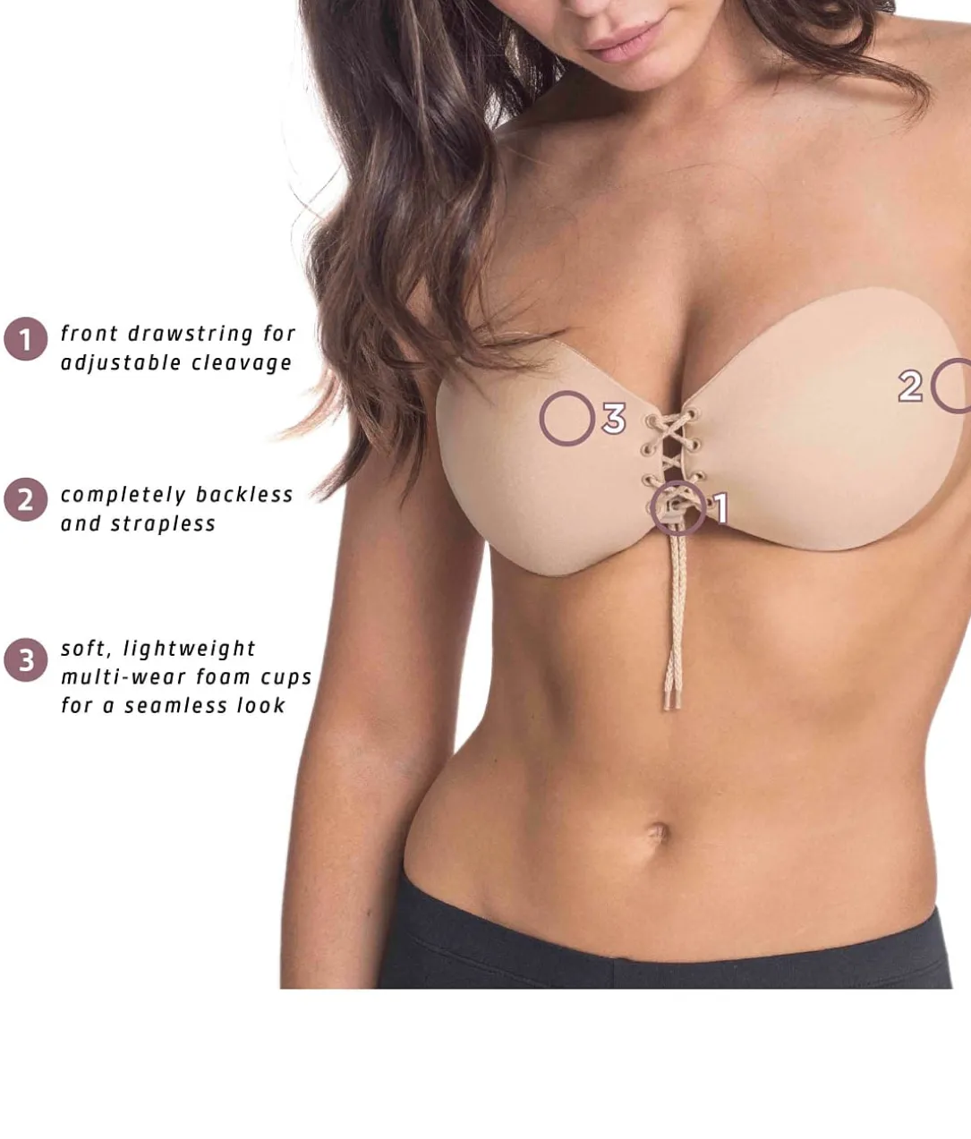 Lace-Up Adhesive Bra