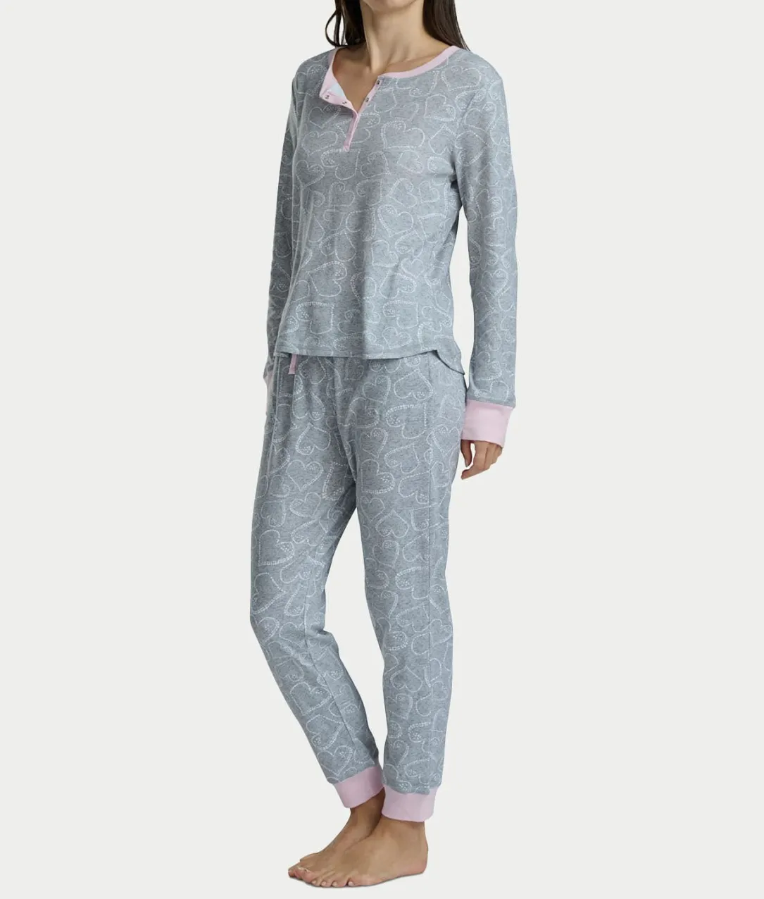 Long Sleeve Rib Henley Jogger Set