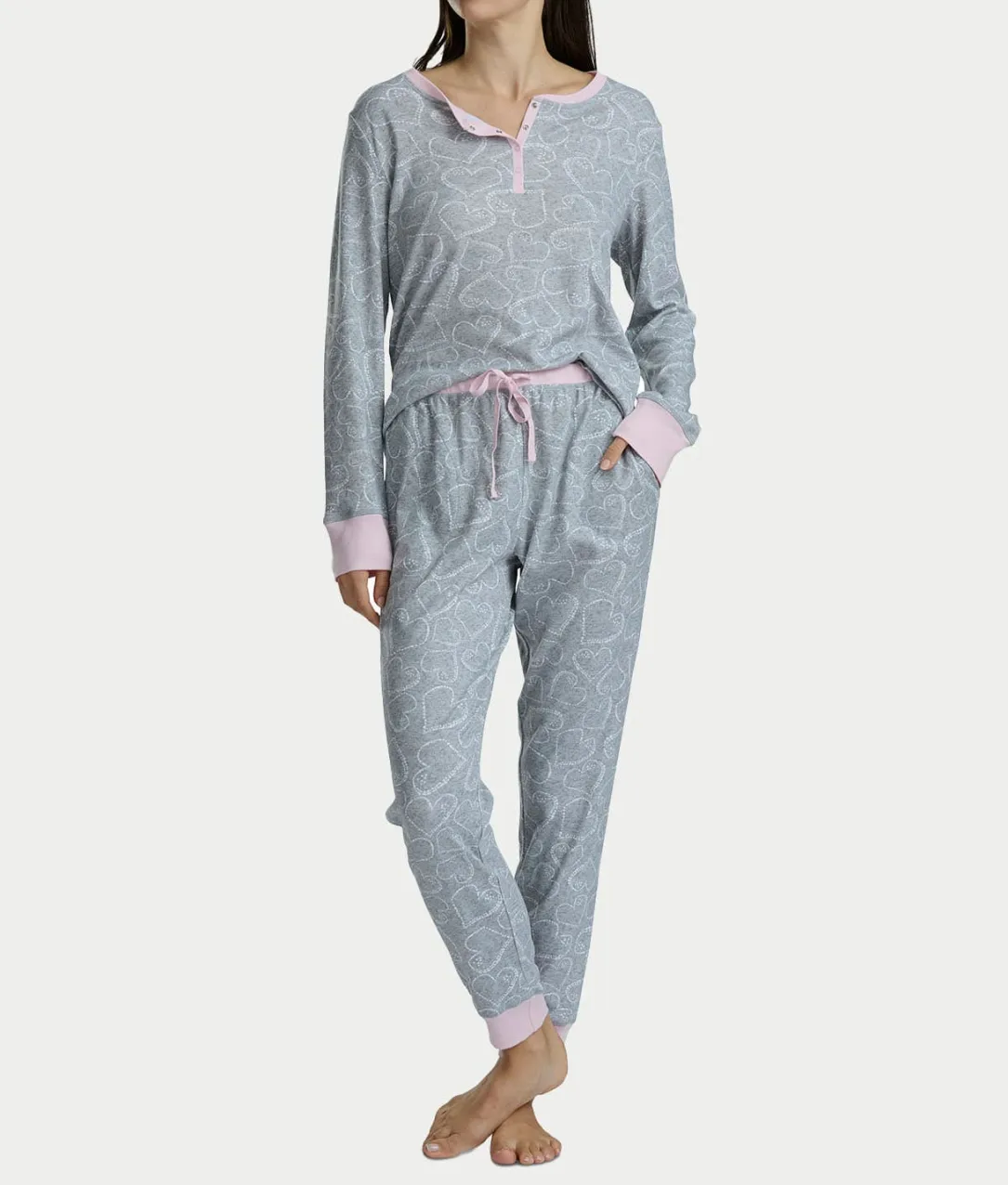 Long Sleeve Rib Henley Jogger Set