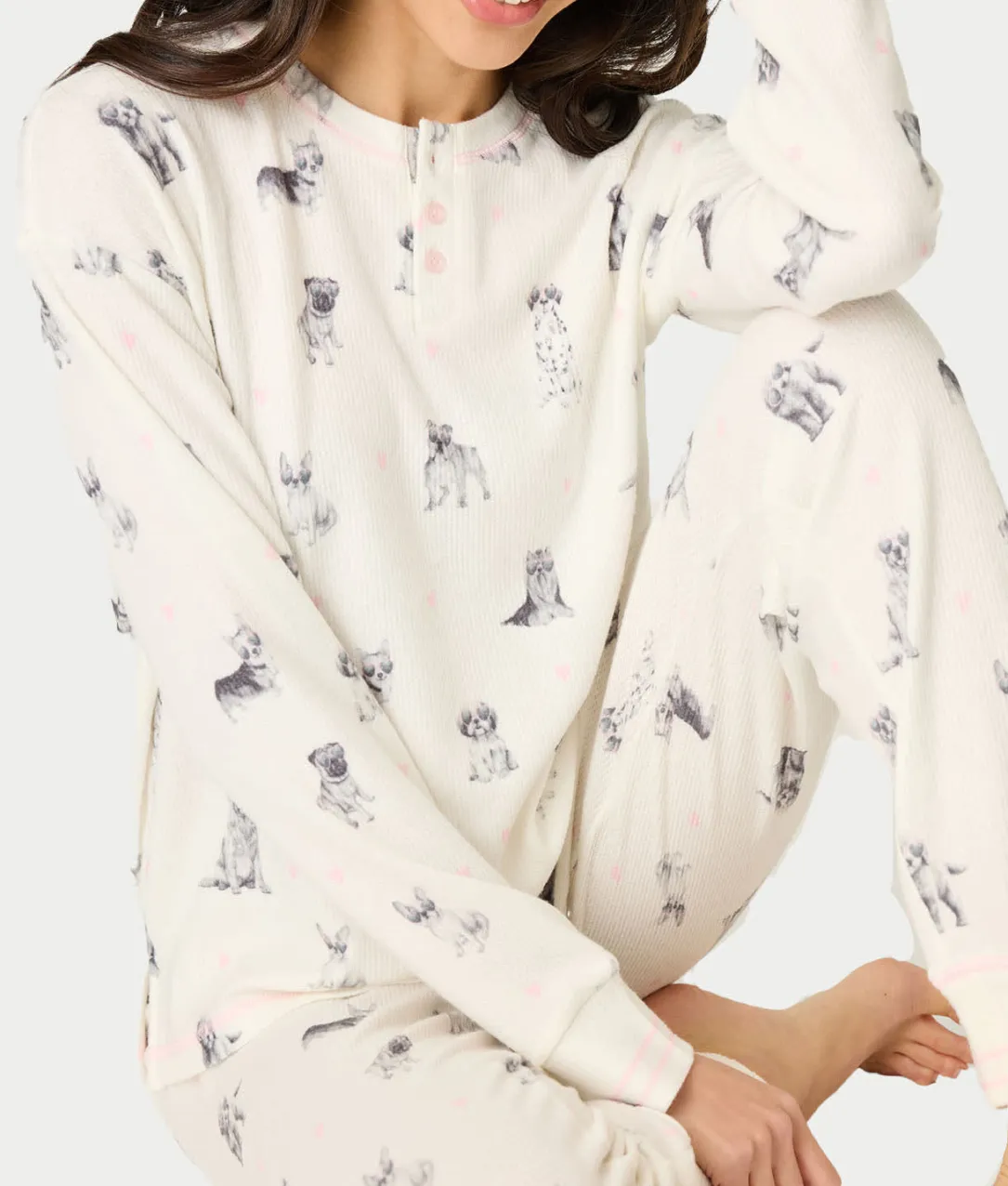 My Dog Is My Valentine Thermal Knit Pajama Set