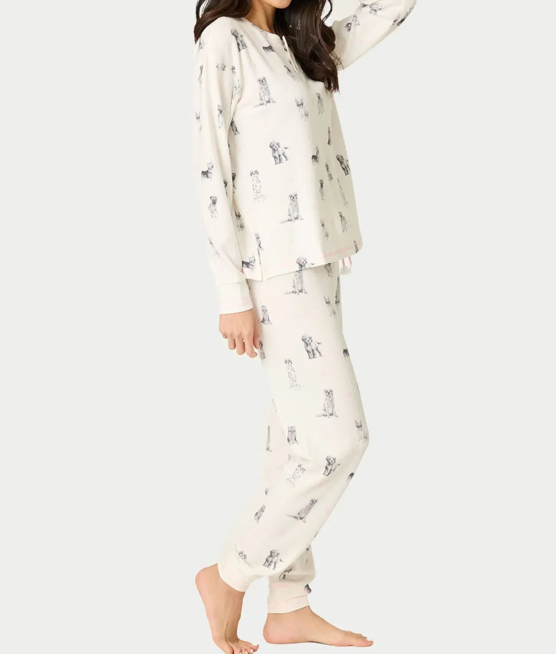 My Dog Is My Valentine Thermal Knit Pajama Set