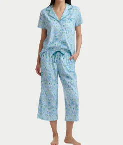 Notch Collar Knit Capri Pajama Set