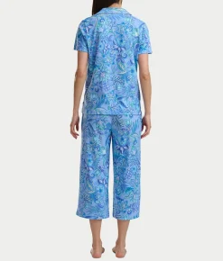 Notch Collar Knit Capri Pajama Set
