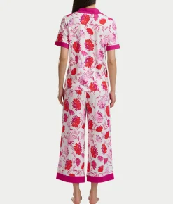 Notch Collar Knit Cropped Pajama Set