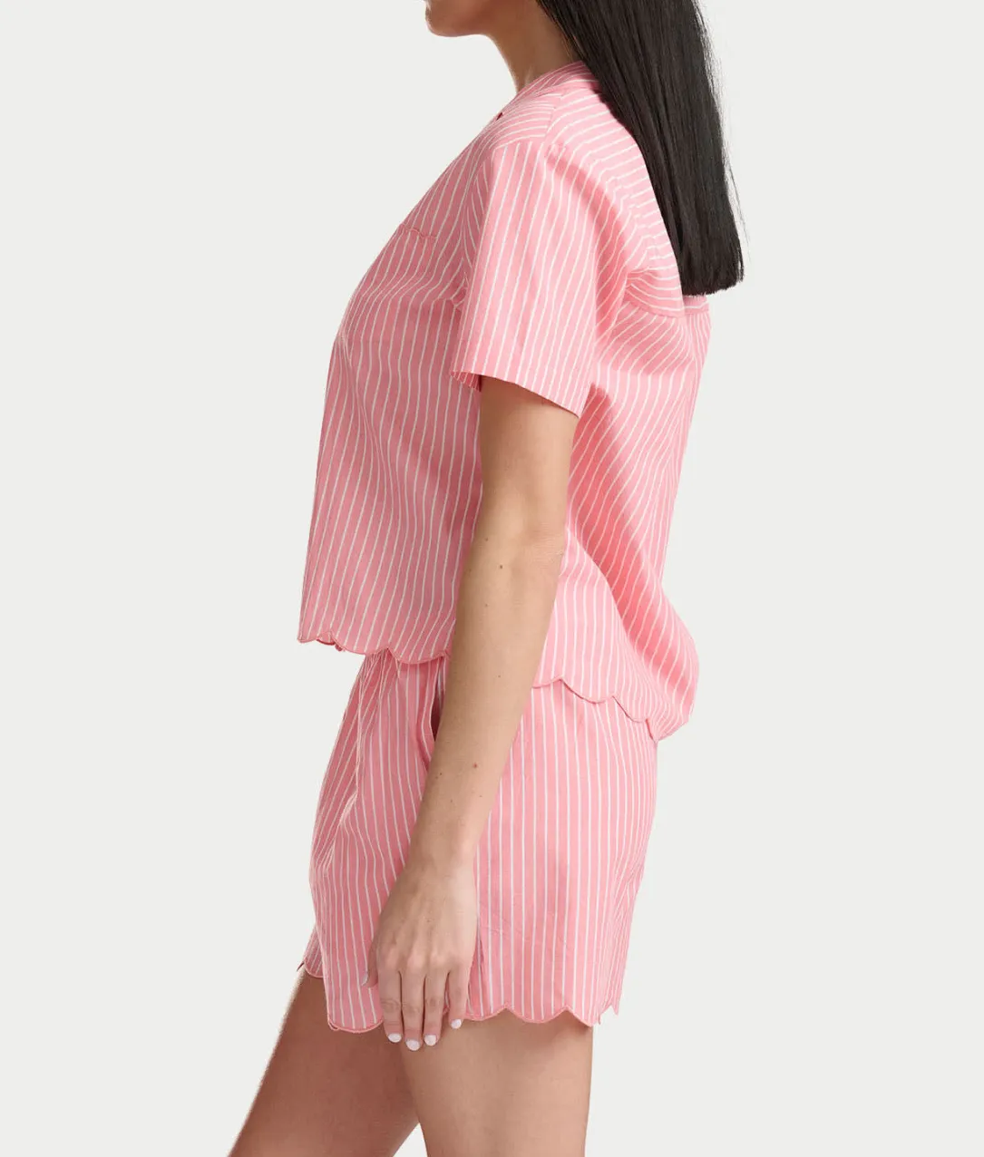 Notch Collar Woven Boxer Pajama Set