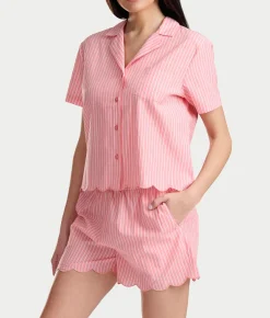 Notch Collar Woven Boxer Pajama Set