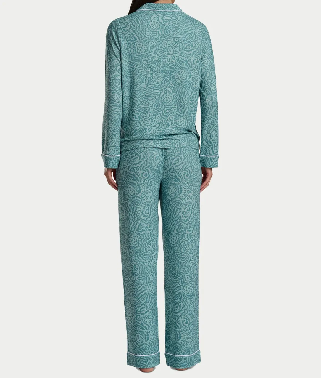 Notch Collar Woven Pajama Set
