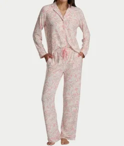 Notch Collar Woven Pajama Set