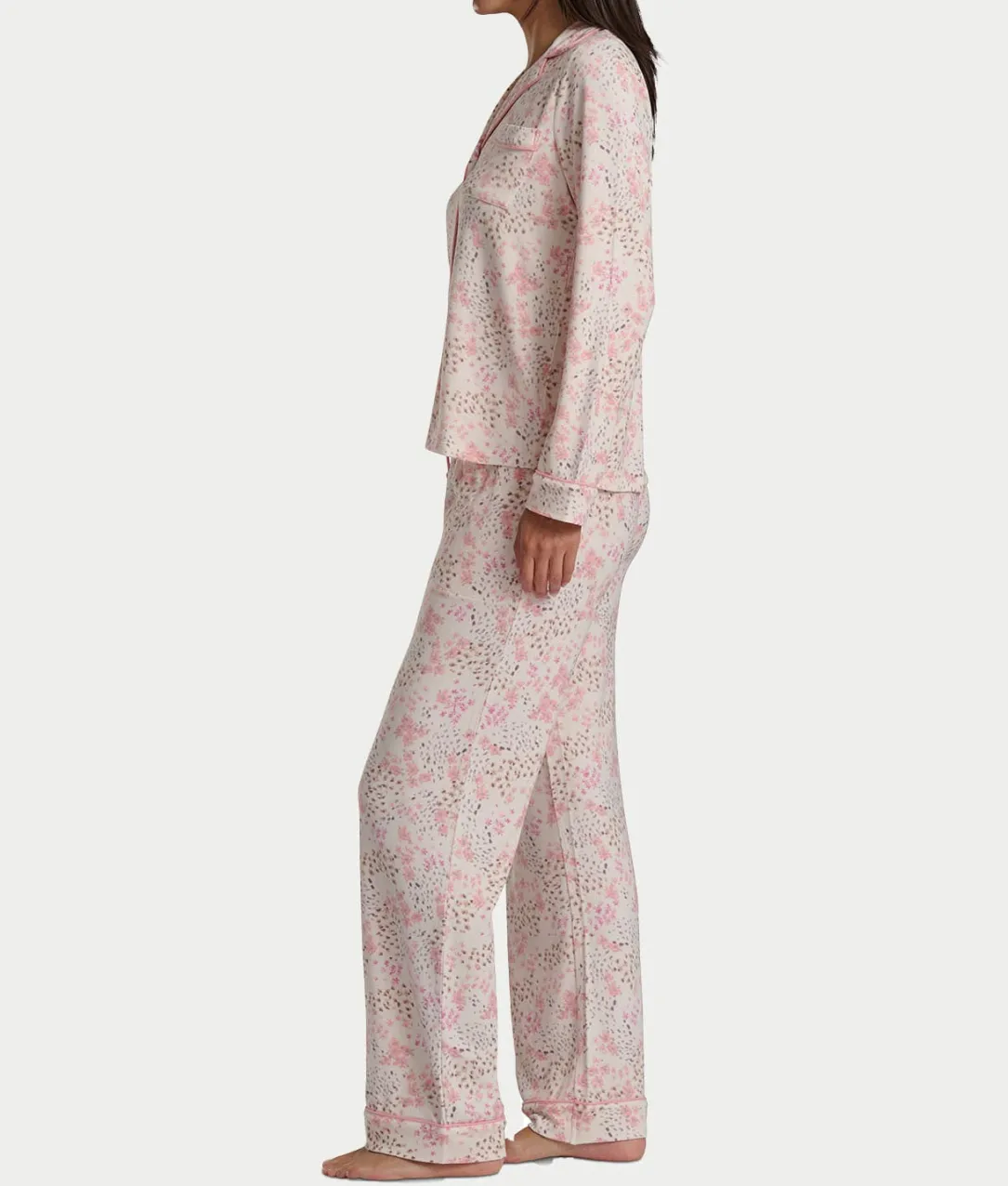 Notch Collar Woven Pajama Set
