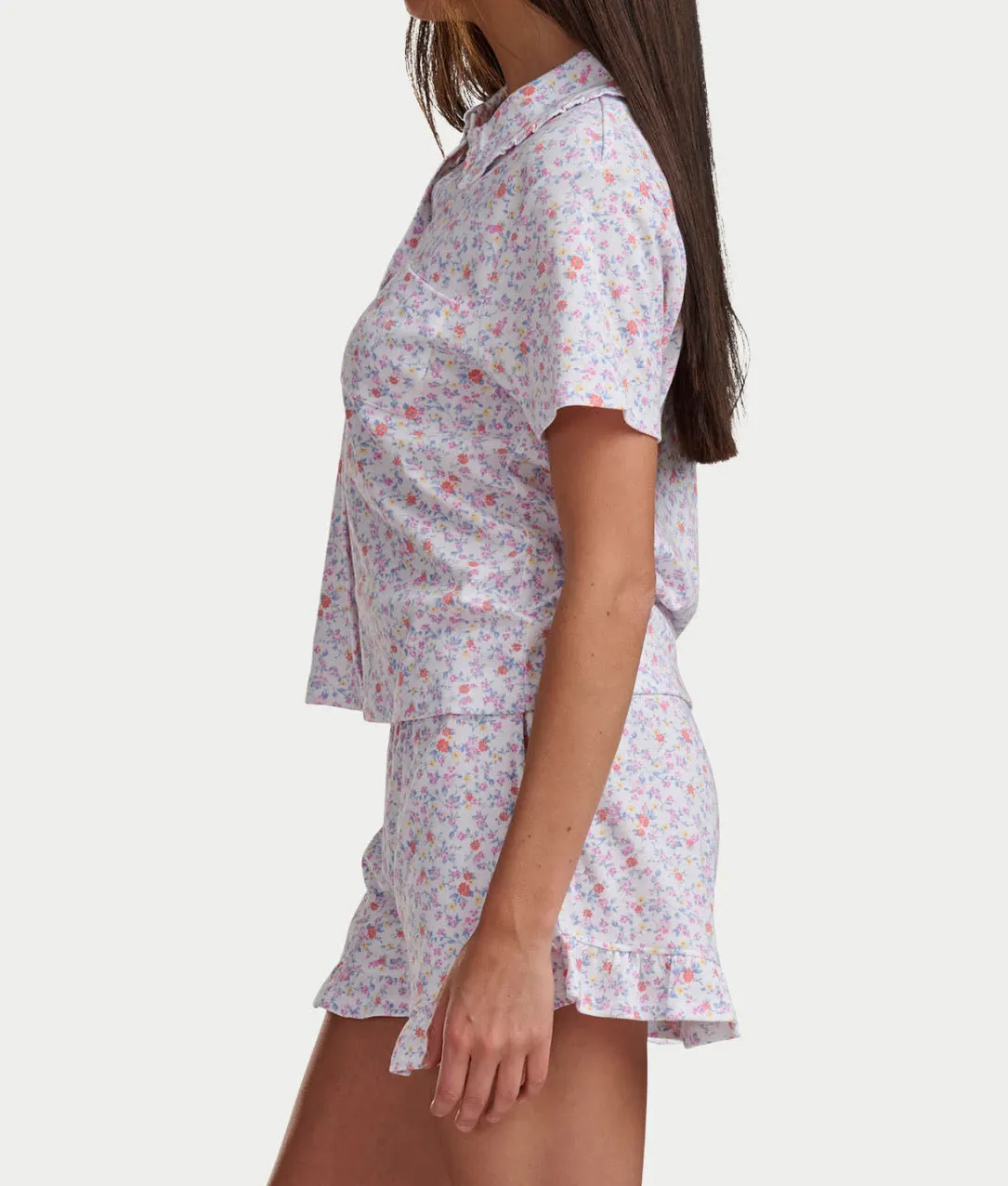 Notch Top Knit Boxer Pajama Set