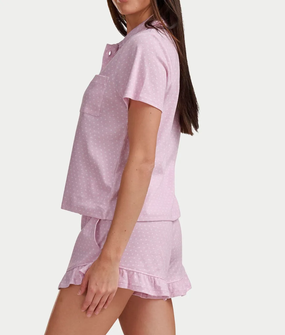 Notch Top Knit Boxer Pajama Set